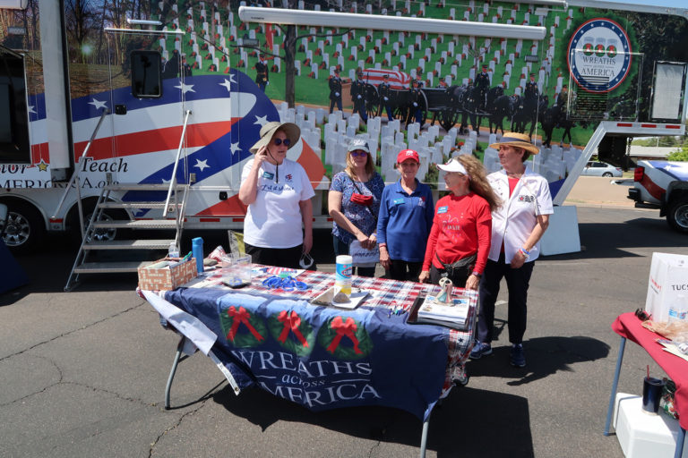 This photo shows members of the Paradise Valley Chapter, NSDAR, manning the Wreaths Across America Mobile Education Exhibit