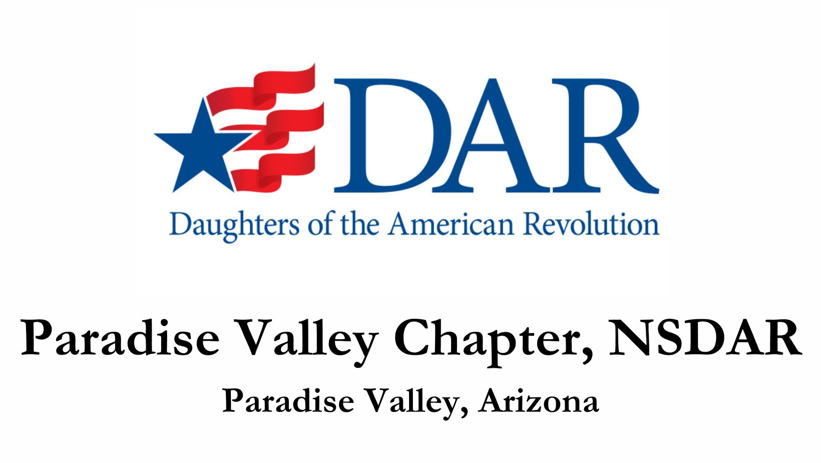Site title for Paradise Valley Chapter, NSDAR, Paradise Valley, Arizona, with DAR logo